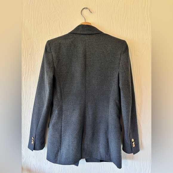 Zara Grey Gray Double Breasted Knit Wool Like Structured Military Blazer Jacket - Picture 10 of 16